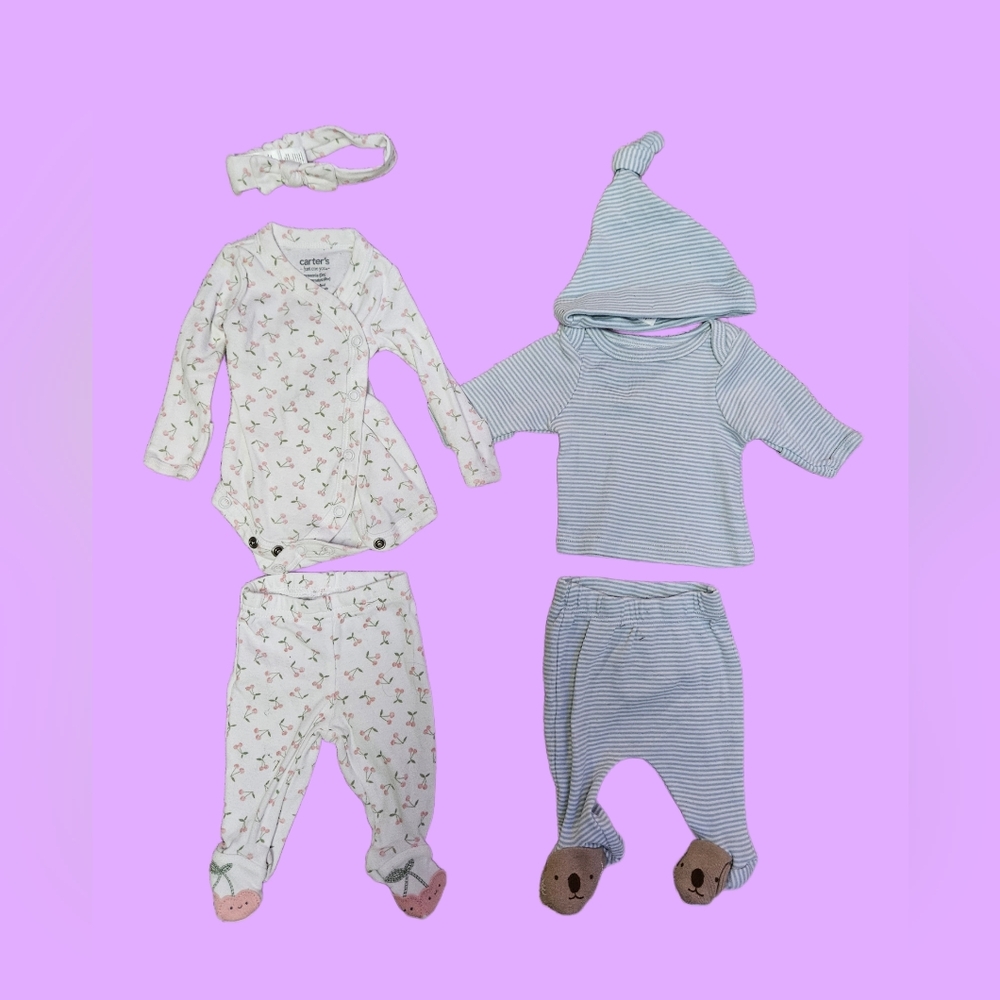2 Premie Outfit Set with Hat and Headband